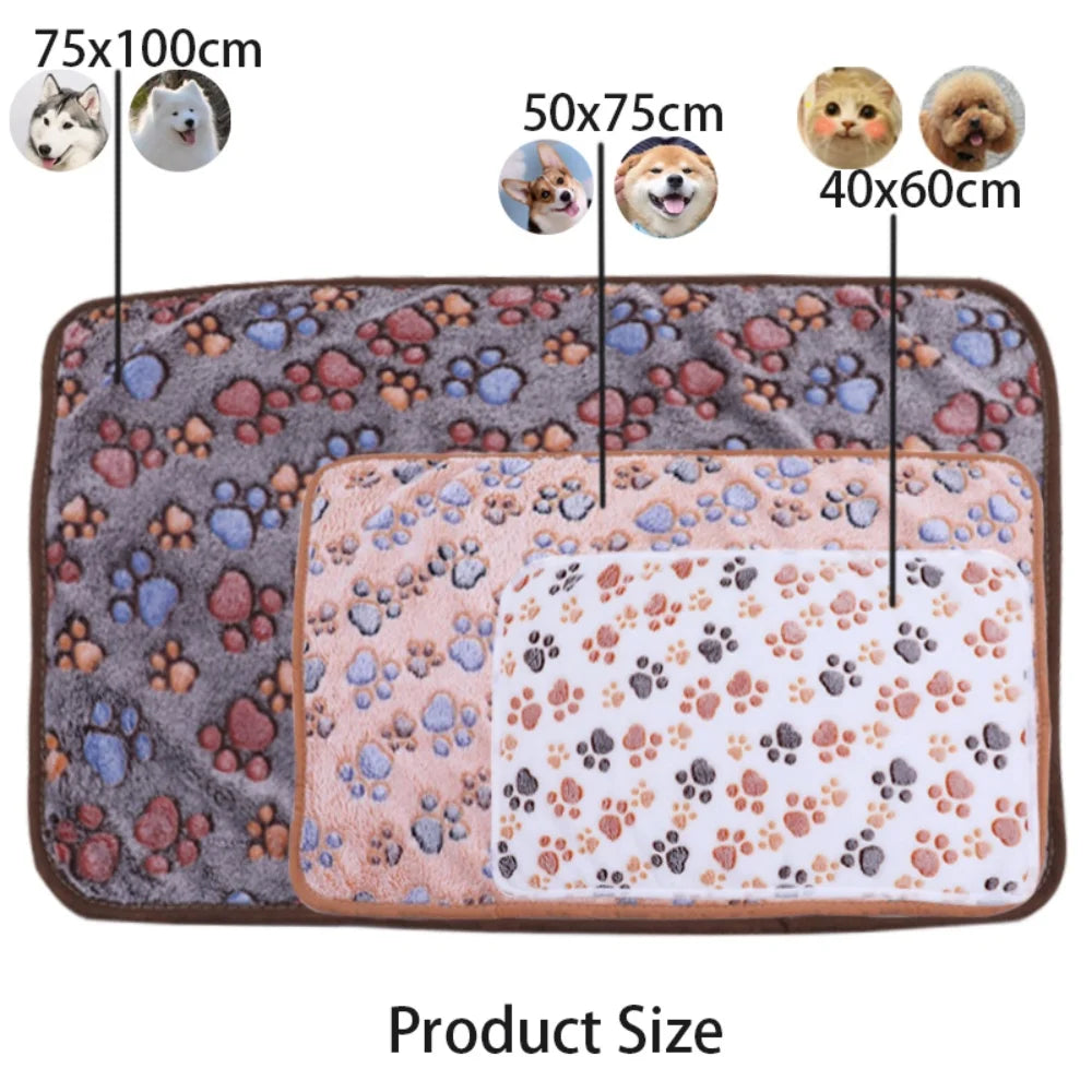 3PCS Soft Flannel Fleece Cat Dog Blanket Bed Mats Paw Foot Print Warm Pet Blanket Sleeping Beds Cover Mat For Pets Supplies