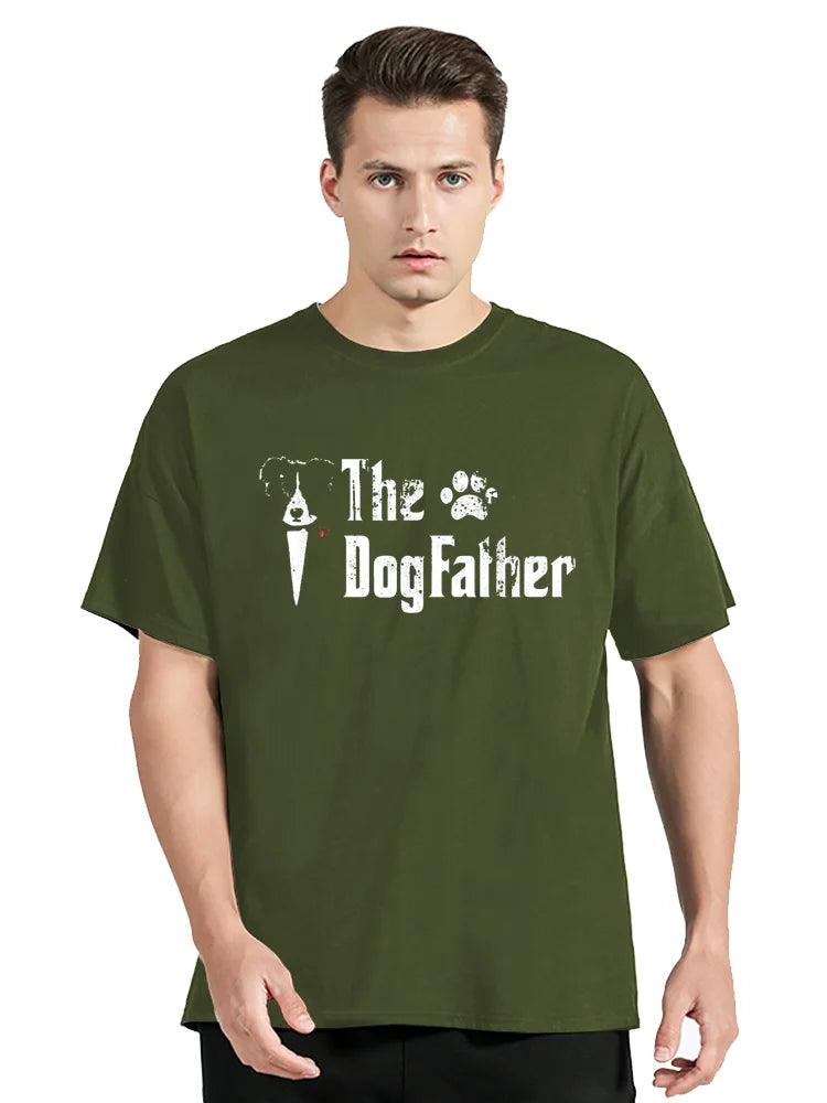 the DOG FATHER - Funny the Dogfather Border Collie Dog Dad T-Shirt, Father's Day, Graphic Streetwear Short Sleeve, Birthday Gift Summer T-Shirt
