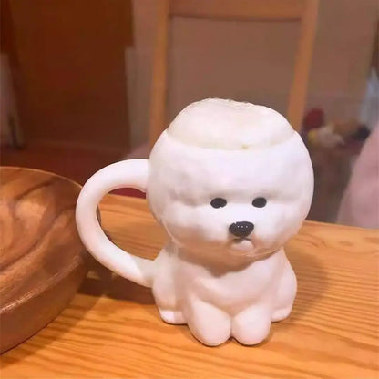 Novelty Puppy Mugs Bichon Frise Puppy Ceramic Mug Cute Creative Home Drinking Cup Coffee Cup Couple Cup Festival Gifts