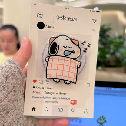 Cute Puppy For Snoopy Suction Magnet Smartphone Magnetic Mobile Phone Holder Samsung For Z Flip 7 Magnetic Phone Stand Practical