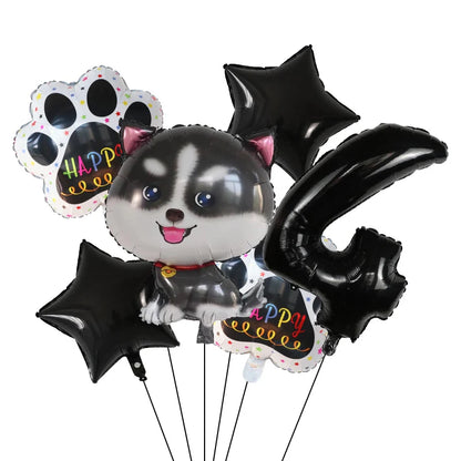 6pcs Corgi Husky Helium Balloons Pet Dog Paw Bone Cartoon Animal Ballon Birthday Party Decoration Baby Shower Globos Kids Toys