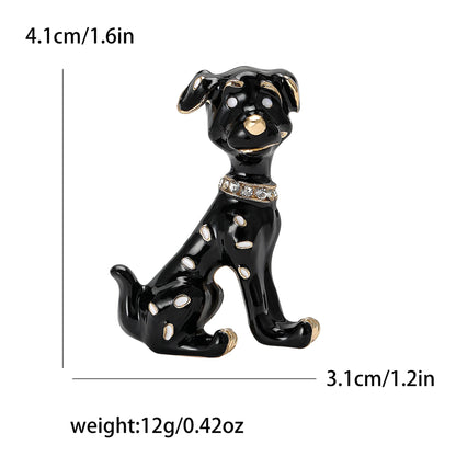 Enamel Puppy Brooches for Women Unisex Rhinestone Animal Pin Dog Lapel Pins Office Party Friend Luxury Gifts Jewelry Accessories