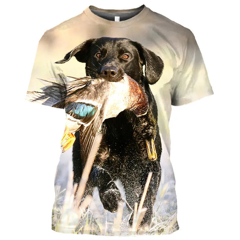 the DUCK HUNTER - Dog Camouflage Hunting T-Shirts Animal 3D Print Men Streetwear Short Sleeve T Shirt Oversized Harajuku Y2k Top Tees Man Clothing