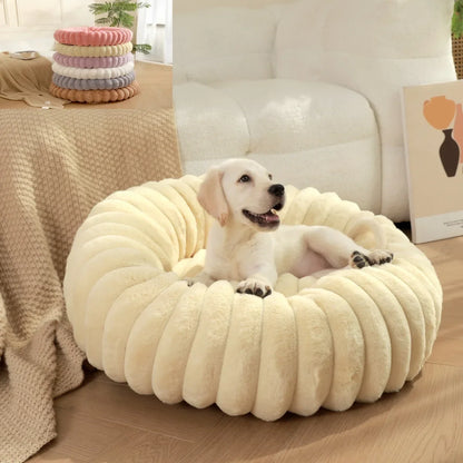 Home Plush Pet Nest Winter Cat Dog Bed Warm Detachable and Washable Round Cat Nest Pet Bed Seasonal Universal Decoration