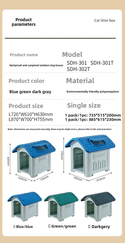 the IN THE DOGHOUSE - Large Waterproof Outdoor Doghouse - Detachable & Washable Dog Cage for Medium/Large Breeds, All-Weather Shelter