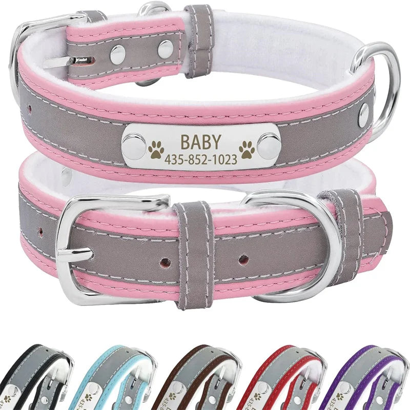 the GLOWGUARD PERSONALIZED COLLAR - Customized Reflective Dog Collar, Name Carved ID Anti-Lost Microfiber Collar for Small/Medium/Large Dogs, Puppy/Cat/Pet Supplies