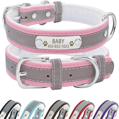 the GLOWGUARD PERSONALIZED COLLAR - Customized Reflective Dog Collar, Name Carved ID Anti-Lost Microfiber Collar for Small/Medium/Large Dogs, Puppy/Cat/Pet Supplies