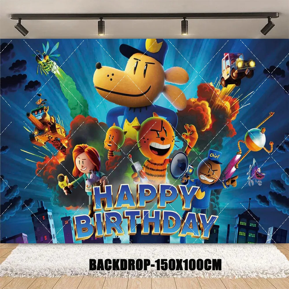 Cartoon DOGS MAN Theme Birthday Party Supplies Decoration Best Friend Balloon Banner Backdrop Cupcake Topper for Kids Child Gift