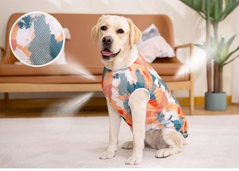 Summer Dog Clothes Tie-dye Quick Dry Dog Vest Breathable Mesh Shirts Sleeveless T Shirt for Medium Large to Extra Large Dogs