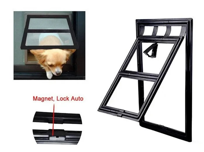 Pet Screen Door Home Lockable Cat Screen Door Plastic Pet Dog Door for Mosquito Proof Screen Window Security Flap Gate Dog Fence