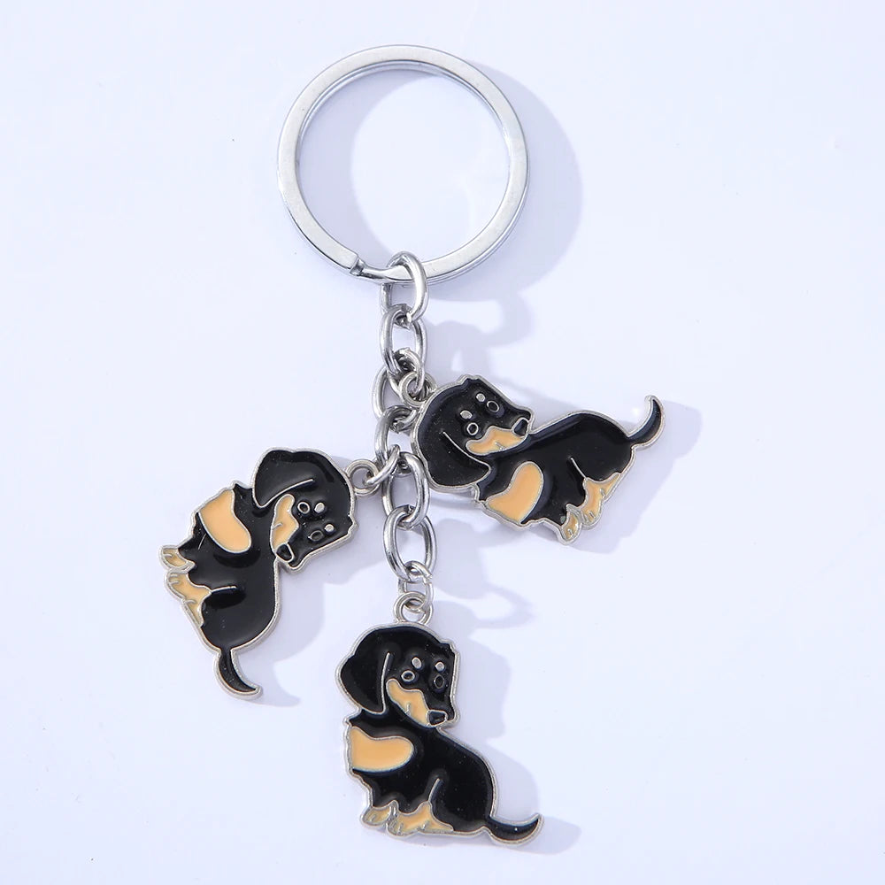 Pet dog car keychain pendant creative metal accessories key ring holiday gifts