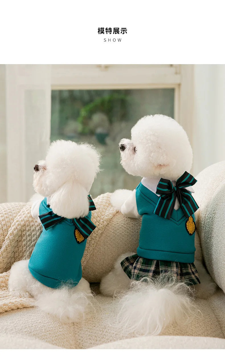 Pet Clothing JK Sweater Dress Corgi Chihuahua Princess Kwaii Dress Jk Cotton Dog Fancy Clothes Costume Comfortable Cat Clothes