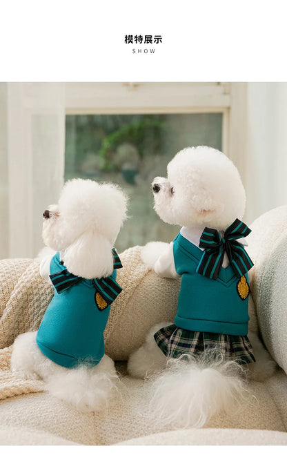 Pet Clothing JK Sweater Dress Corgi Chihuahua Princess Kwaii Dress Jk Cotton Dog Fancy Clothes Costume Comfortable Cat Clothes