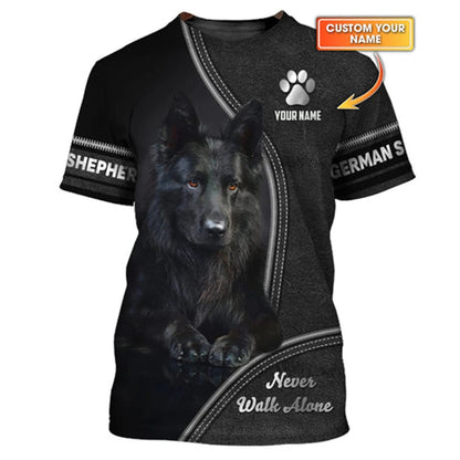the BEST FRIEND FOREVER - German Shepherd Print T-Shirt for Men, Custom Name O-Neck Short Sleeve Pullover Top, 3D Print Sport Daily Fashion Trend Tee