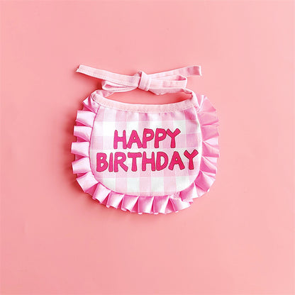 Dog Birthday Scarf Hat Set Cat Birthday Party Supplies Pet Scarf Puppy Birthday Lace Hat Scarf for Small Medium Dog Pet