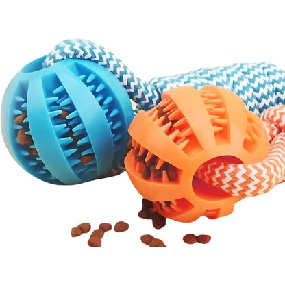 Dog Rope Ball Bite Resistance Training Ball with Rope Interesting Puzzle Teething Toy for Molar Teeth Cleaning Boredom Relieving