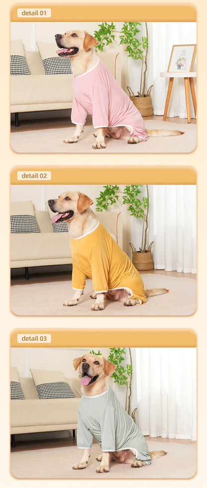 Dog Jumpsuit for Medium Large Big Dogs Cooling Ice-silk Summer Clothes Soft Pet Recovery Suit Pajamas Onesie 4 Legs Pjs Shirt