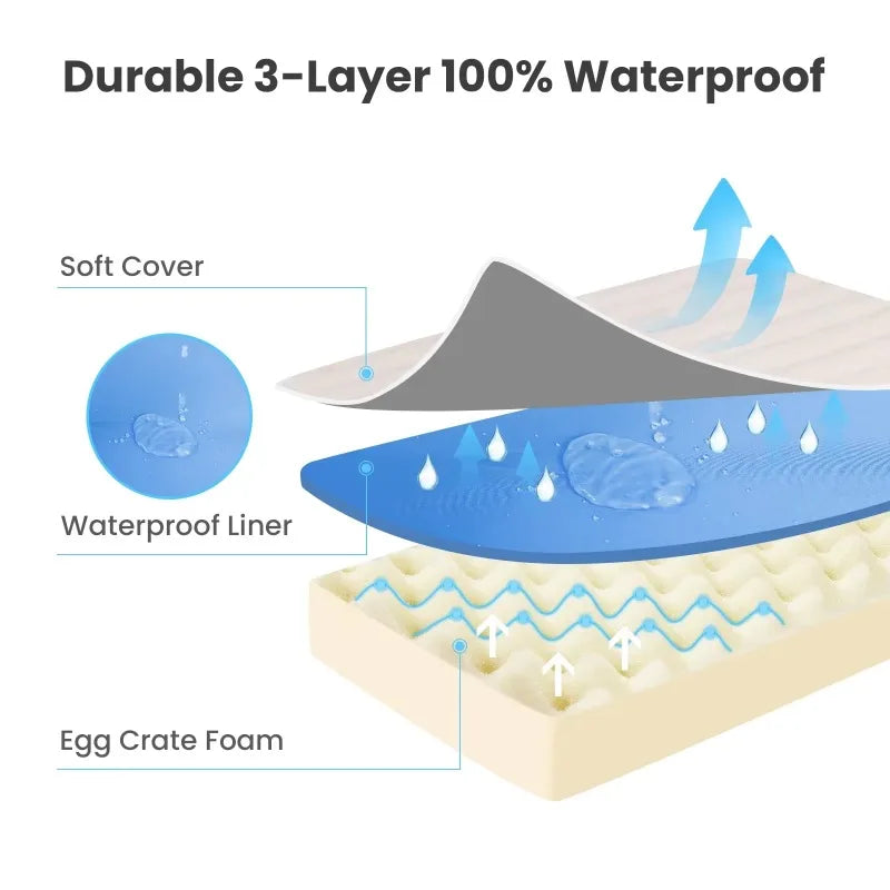 Dog Soft Bed Calming Cat Beds Pet Mattress with Removable Washable Cover Memory Foam Mat Dogs Crate Mats with Non-Slip Bottom