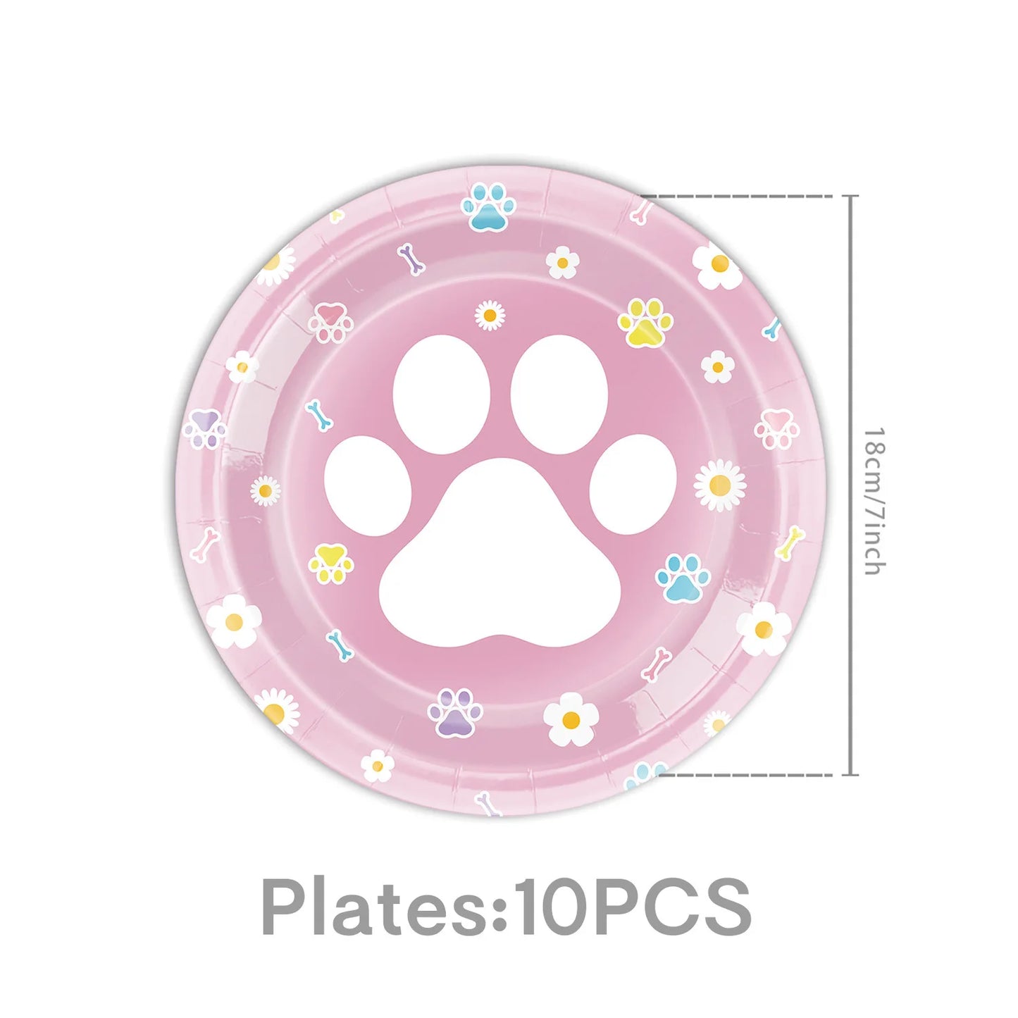 Boys Girls Birthday Disposable Tableware Party Decor Dog Paw Prints Plates Cups Napkin Baby Shower Birthday Party Supplies