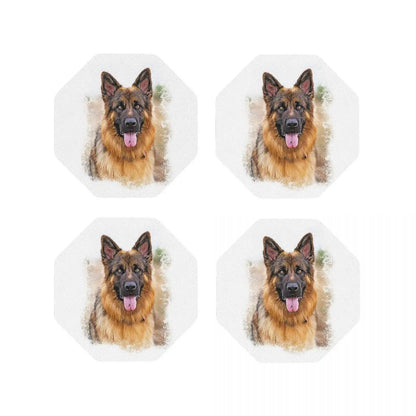 German Shepherd Dog Coasters Kitchen Placemats Non-slip Insulation Cup Coffee Mats For Decor Home Tableware Pads Set of 4
