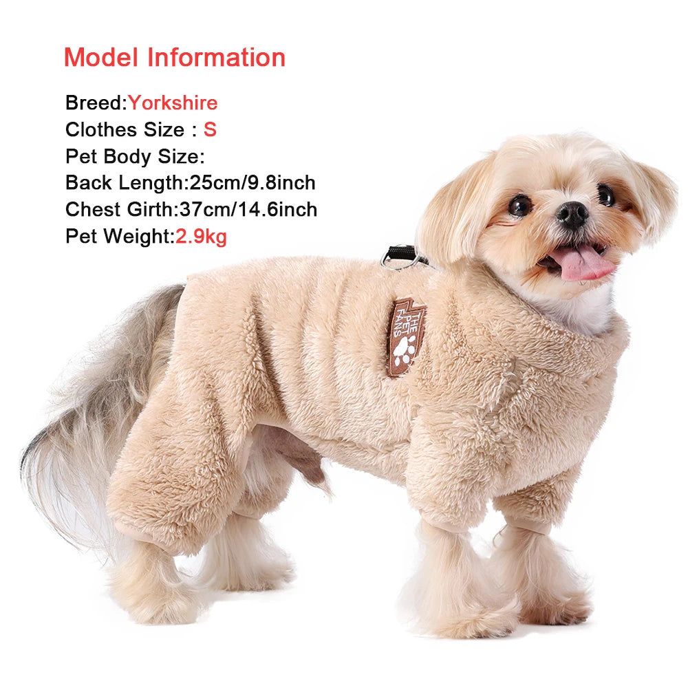 Winter Dog Clothes For Small Medium Dogs Warm Fleece Pet Jumpsuit Pajamas Yorkie Pug Nightshirt Onesie Boy Girls Puppy Overalls