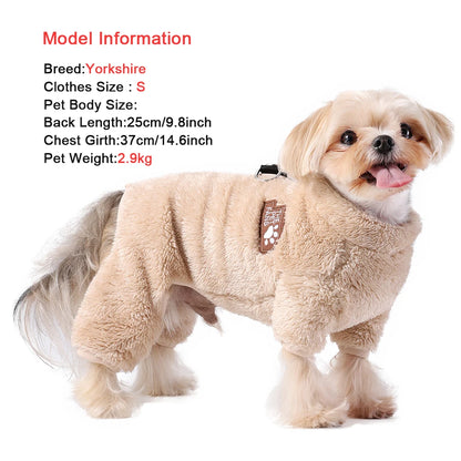 Winter Dog Clothes For Small Medium Dogs Warm Fleece Pet Jumpsuit Pajamas Yorkie Pug Nightshirt Onesie Boy Girls Puppy Overalls