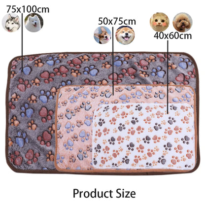 3PCS Soft Flannel Fleece Cat Dog Blanket Bed Mats Paw Foot Print Warm Pet Blanket Sleeping Beds Cover Mat For Pets Supplies