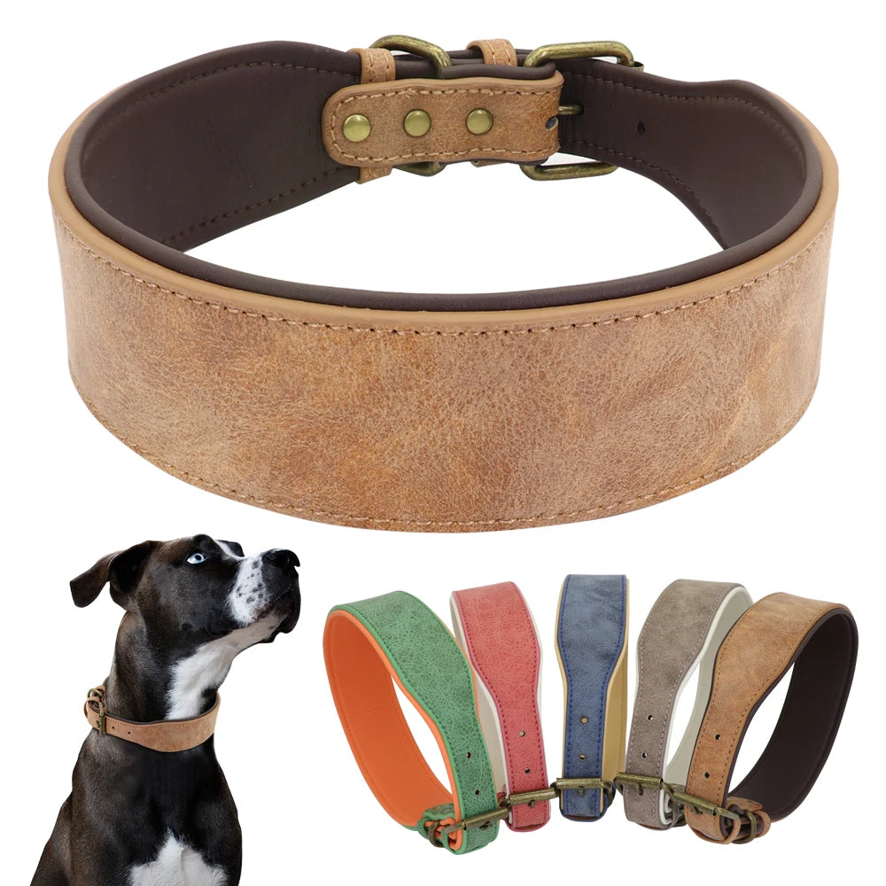the GENTLE TITAN COLLAR - Wide Leather Dog Collar, Large Soft Padded Pet Dog Collars for Medium/Large Dogs, Pitbull German Shepherd Bulldog XL 2XL