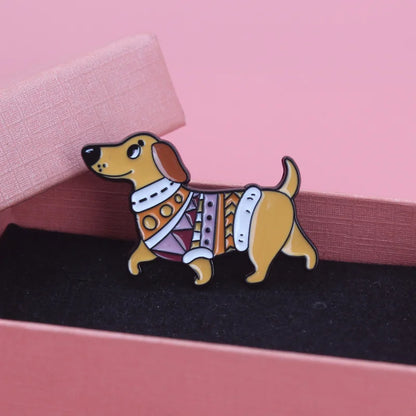Cute Sausage Dog Emblem Brooch