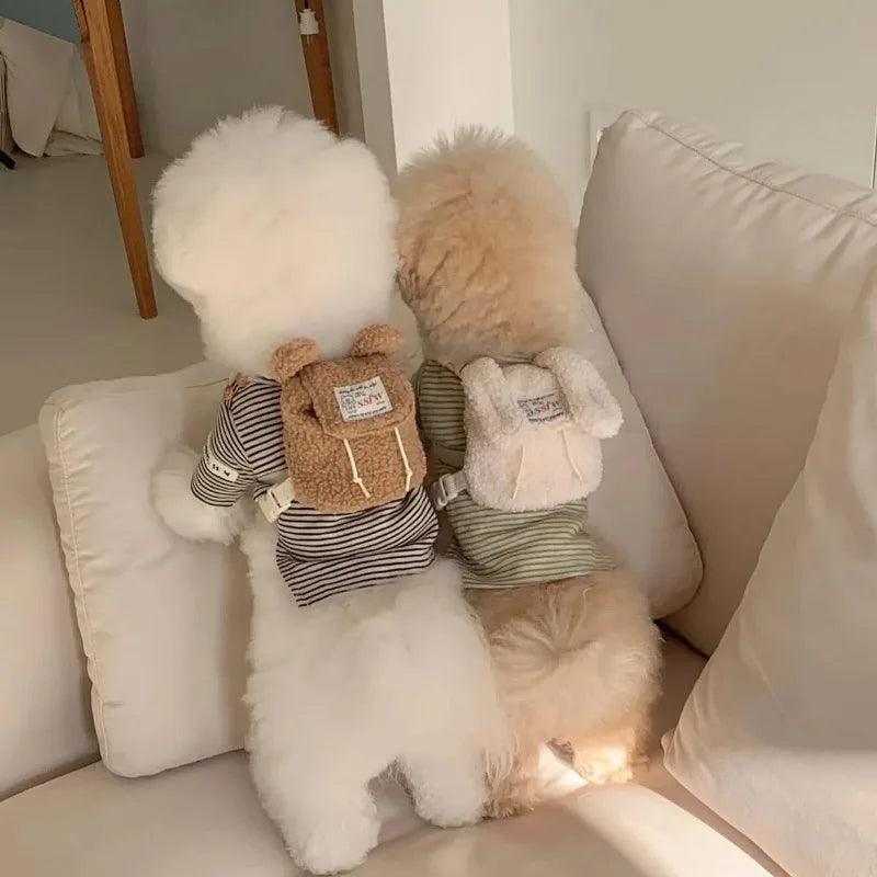 Ins Pet Dog Pet Outdoor Pets Plush Backpacks Backpack Snack Bags Teddy Decorations Dog Accessories for Small Dogs Dog Poop Bag