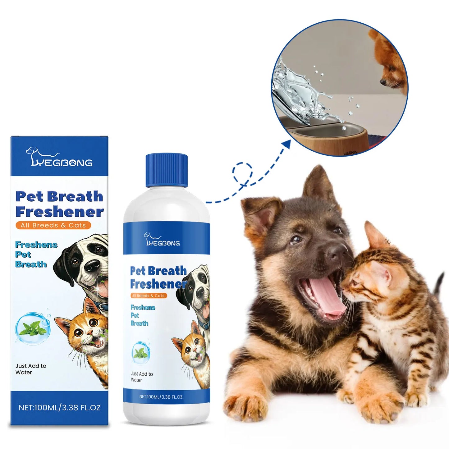 the BREATH FRESHER - Dog Mouth Cleaning Liquid, Tooth Stains Mouth Cleaning, Tartar Removal Bad Breath Freshens, Oral Deodorant Pet Teeth Cleaner Water