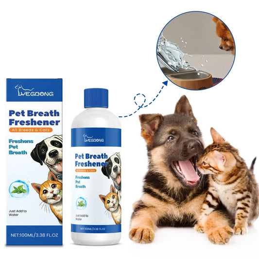 the BREATH FRESHER - Dog Mouth Cleaning Liquid, Tooth Stains Mouth Cleaning, Tartar Removal Bad Breath Freshens, Oral Deodorant Pet Teeth Cleaner Water
