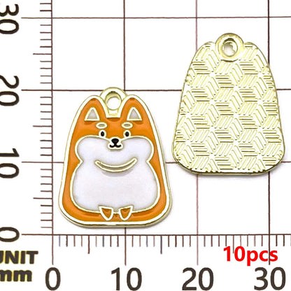 10/12pcs Enamel Cute Cartoon Dog Charms Alloy Animal Pendants for DIY Bracelet Necklace Earrings Jewelry Making Accessories