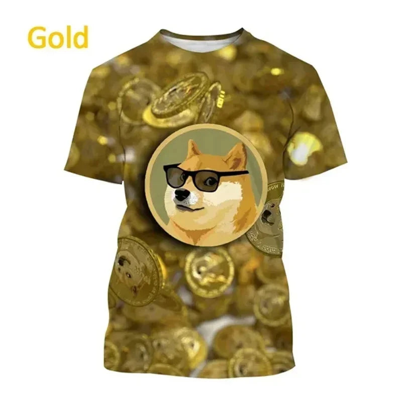 the GALAXY SPACE DOGS - Astronaut Dog Dogecoin Graphic T-Shirt for Men, Clothing Fashion Meme Cheems Fan T-Shirt, Casual 3D Shiba Inu Printing Tee Tops