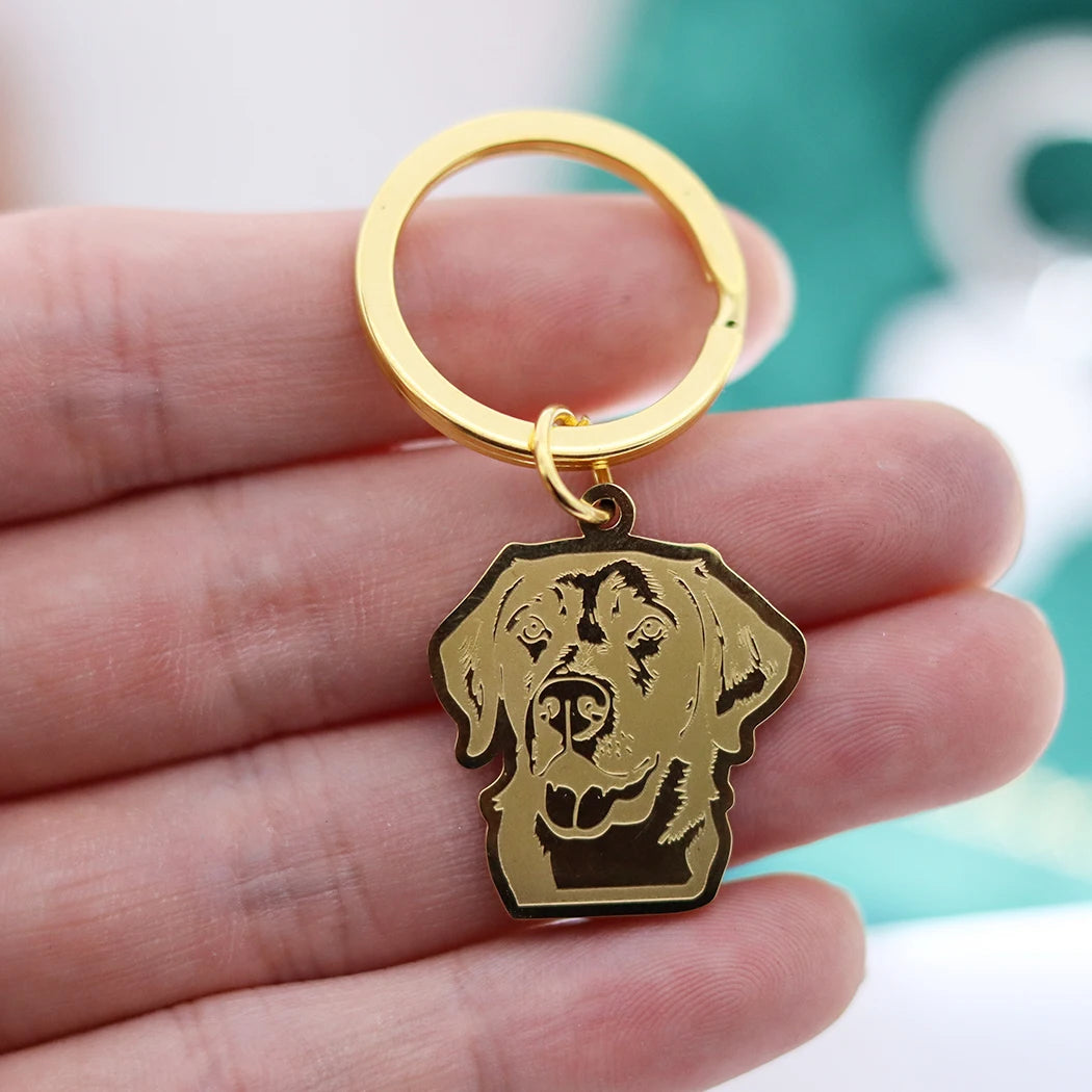 Stainless Steel Charms French Bulldog Dog Men's Trendy Punk Keychain for Women Men Jewelry Kids Gifts Key Bag Deco Accessories