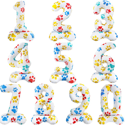 16inch Dog Paw 0-9 Theme Number Foil Balloons Color Dog Birthday Party Balloon Decorations Kids Puppy Party Supplies