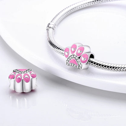 Dog Pet Charms 925 Silver Doggy Paw French Bulldog Bones Beads fit Original Bracelet DIY Fine Jewelry