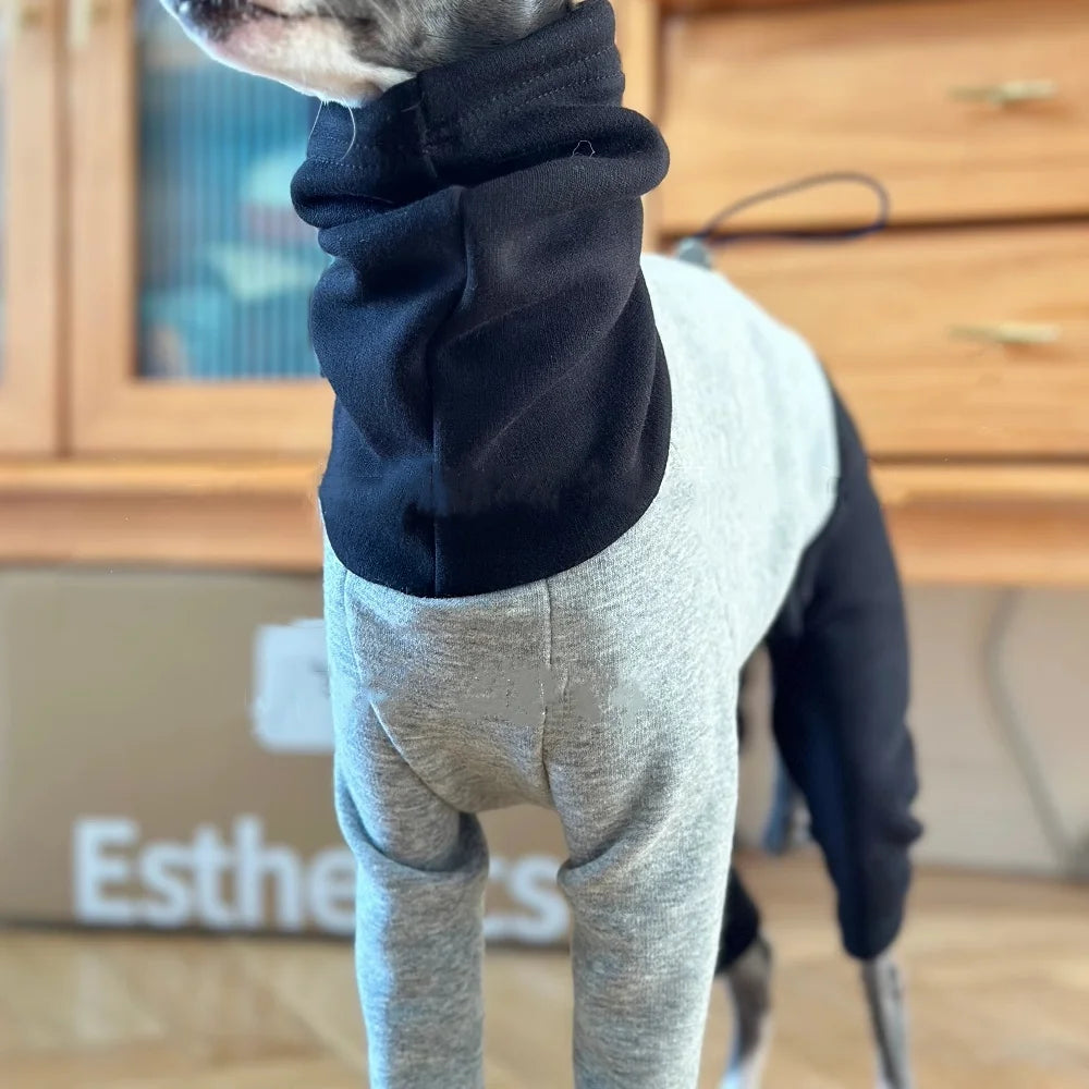 Italy Greyhound Clothing 4-legged High-Neck Grey Black Sweatshirt Winter Coat for Poodle Autumn Soft Loungewear for Mid Dogs