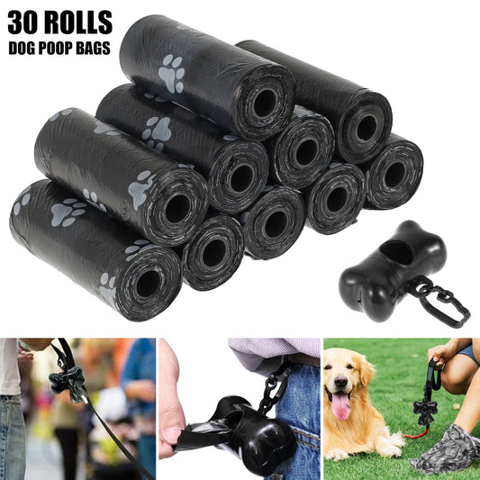 the DOG POOP BAGS - 30Roll Dog Poop Bags, Disposable Pet Waste Bags, Dog Waste Bags, Designer Pet Poop Clean Pick-Up Bone Bag Dispenser Tools