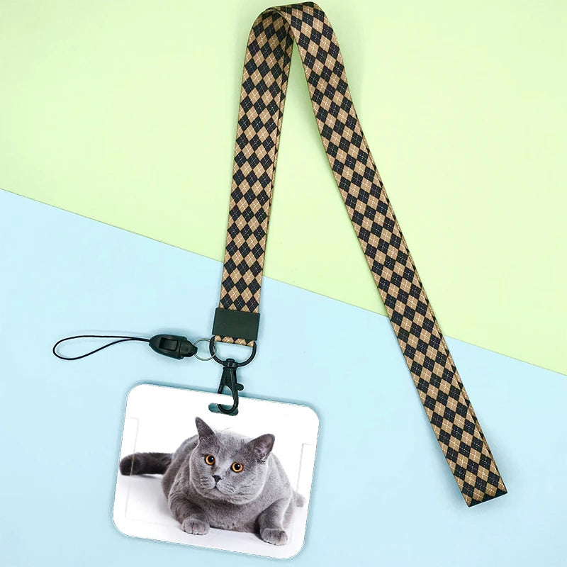 Cat and dog pattern Bank Credit ID Card Student Bus Card Holders Storage Protective Shell Pendant