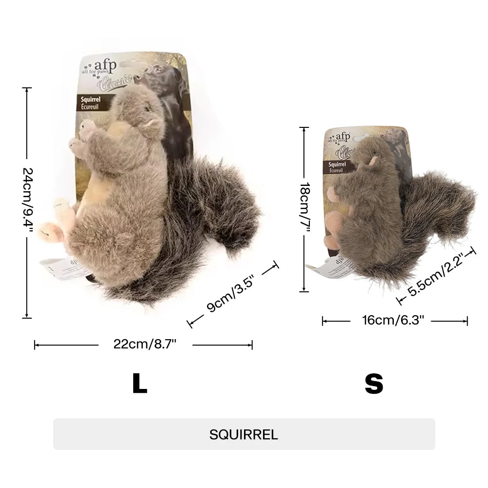 All For Paws Dog Faux Fur Squirrel Toys For Dogs Animal Realistic Squeaker Wildlife Fleece No-Toxic Dolls Pet Accessories