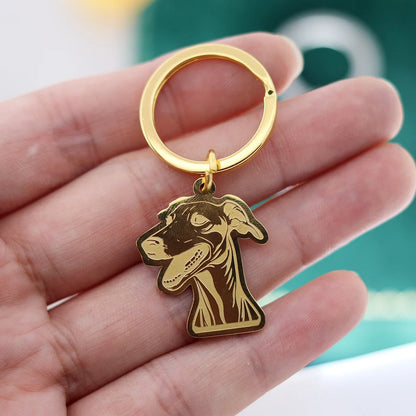 Stainless Steel Charms French Bulldog Dog Men's Trendy Punk Keychain for Women Men Jewelry Kids Gifts Key Bag Deco Accessories