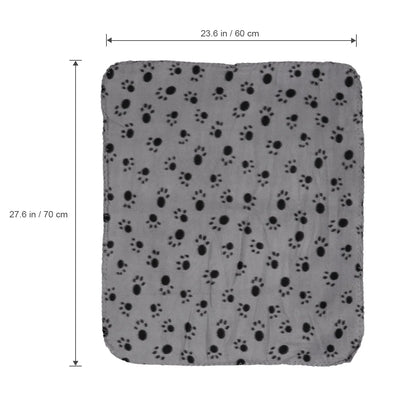 Pet Double-Sided Fleece Blanket Dog Cat Animal Paw Pattern Grey Background Puppy Kitten Bed Sleep Mat Warm Soft Comfort