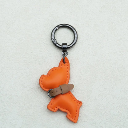 Kawaii Cute Chubby Leather Keychain French Bulldog Charm Dog Dolls Bag Hanging Exquisite Dog Pendant Friend