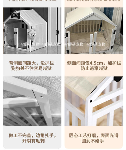 the MILKBONE HOUSE - Indoor Solid Wood Creativity Design Special Use Pet Doghouse, Detachable Washable Advanced Light Luxury Large Dogs Big Villa