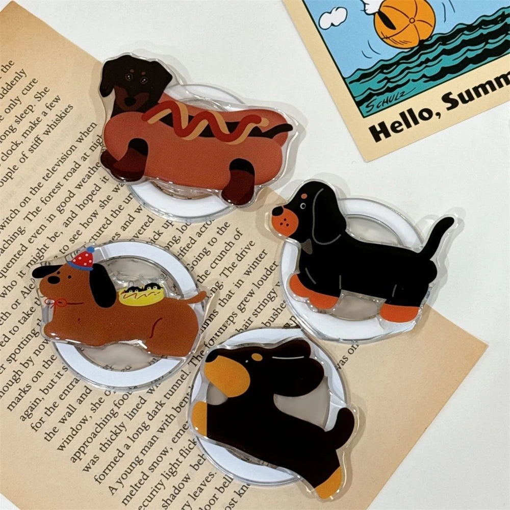 Cute Dachshund Dog Magnetic Holder Grip Tok Griptok Phone Stand Holder Support For iPhone For Pad Magsafe Smart Tok