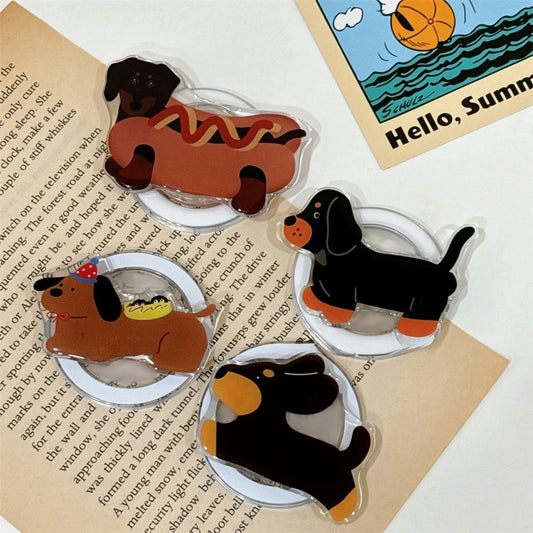 Cute Dachshund Dog Magnetic Holder Grip Tok Griptok Phone Stand Holder Support For iPhone For Pad Magsafe Smart Tok