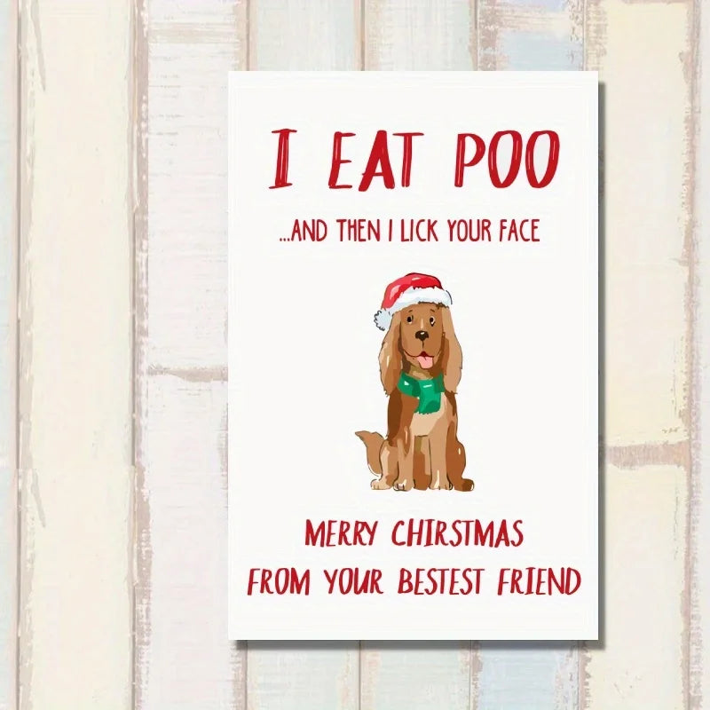1pc, Christmas Card, Funny Christmas dog Card, Creative pattern card, the best gift for best friends and family