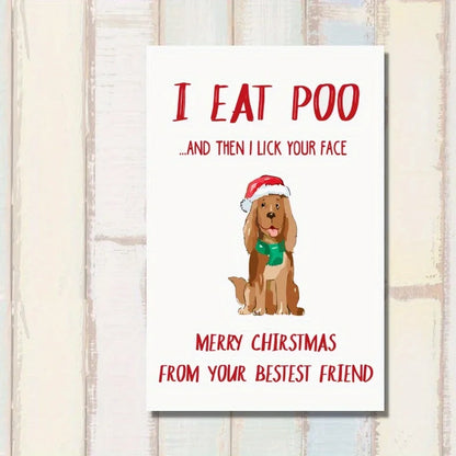 1pc, Christmas Card, Funny Christmas dog Card, Creative pattern card, the best gift for best friends and family