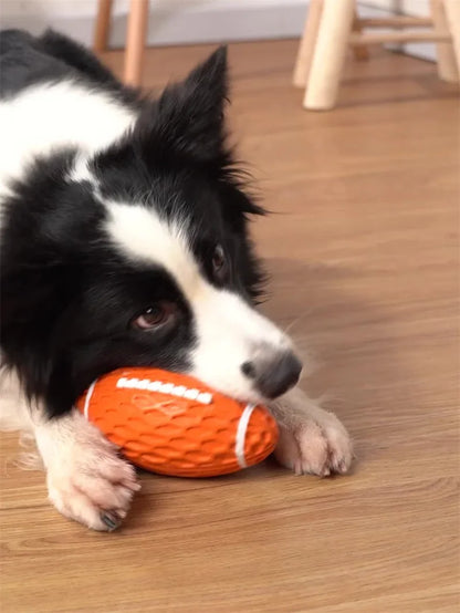 Rubber Pet Dog Toy Rugby Football Squeaky Sounding Ball Teeth Cleaning Chew Toy Interactive Play Pet Supplies Accessories